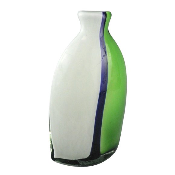 Vase Abstract Art Glass Free Form Flowing Design Oval Shape Interior Painted 11" - Picture 3 of 8